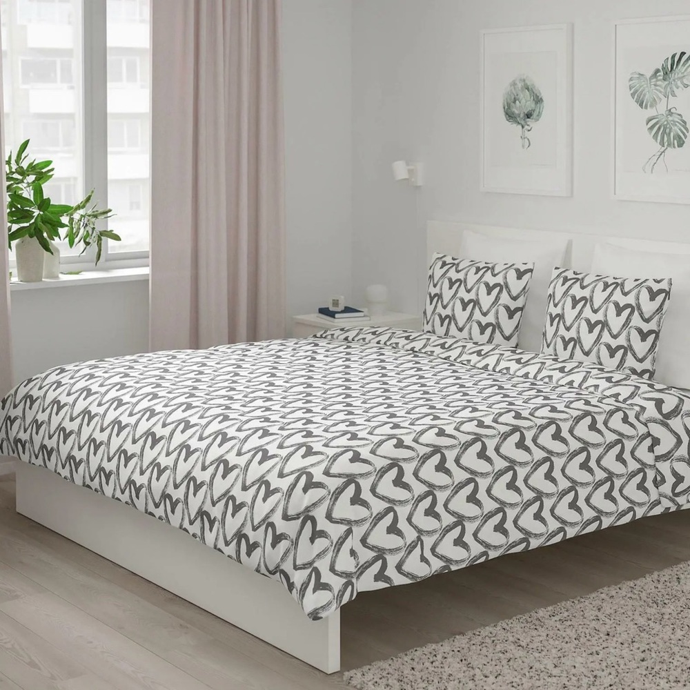IKEA Duvet Cover + 2 Pillowcases (King)  Heart Valentine LYKTFIBBLA - Picture 4 of 6